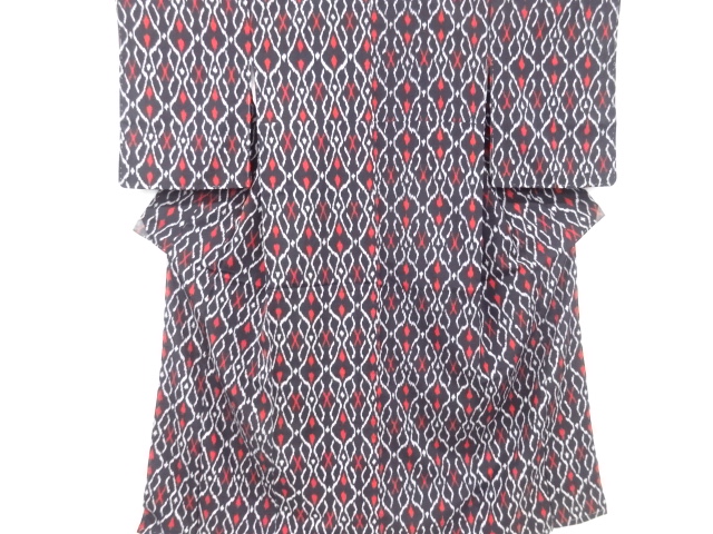 JAPANESE KIMONO / ANTIQUE OMESHI / TAISHO ROMAN STYLE / WOVEN ABSTRACT